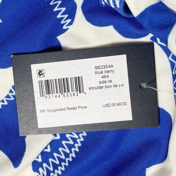 NWT Kate Spade Zigzag Floral Bow-Strap V-neck One-Piece Swimsuit Women’s Size XS - Picture 12 of 15